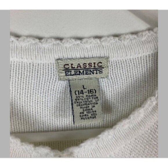 Womens Vintage Sears Classic Elements White Cardigan Embroidered Butterflies L - Picture 7 of 9